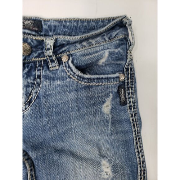 Silver Jeans Co. Aiko Flap Bootcut Jeans Womens W27xL31 Light Wash Distressed - Picture 8 of 16